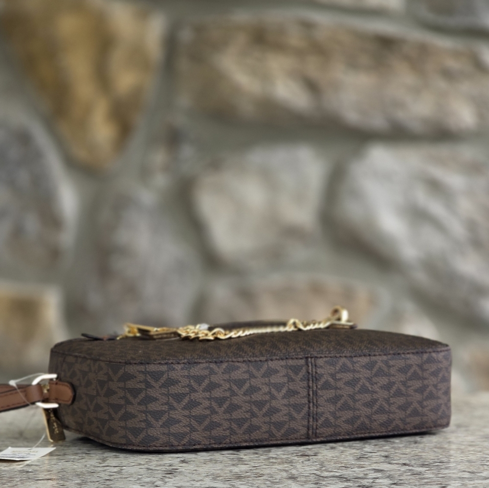 Michael Kors Jet Set Logo Large Brown Crossbody - Picture 4 of 10